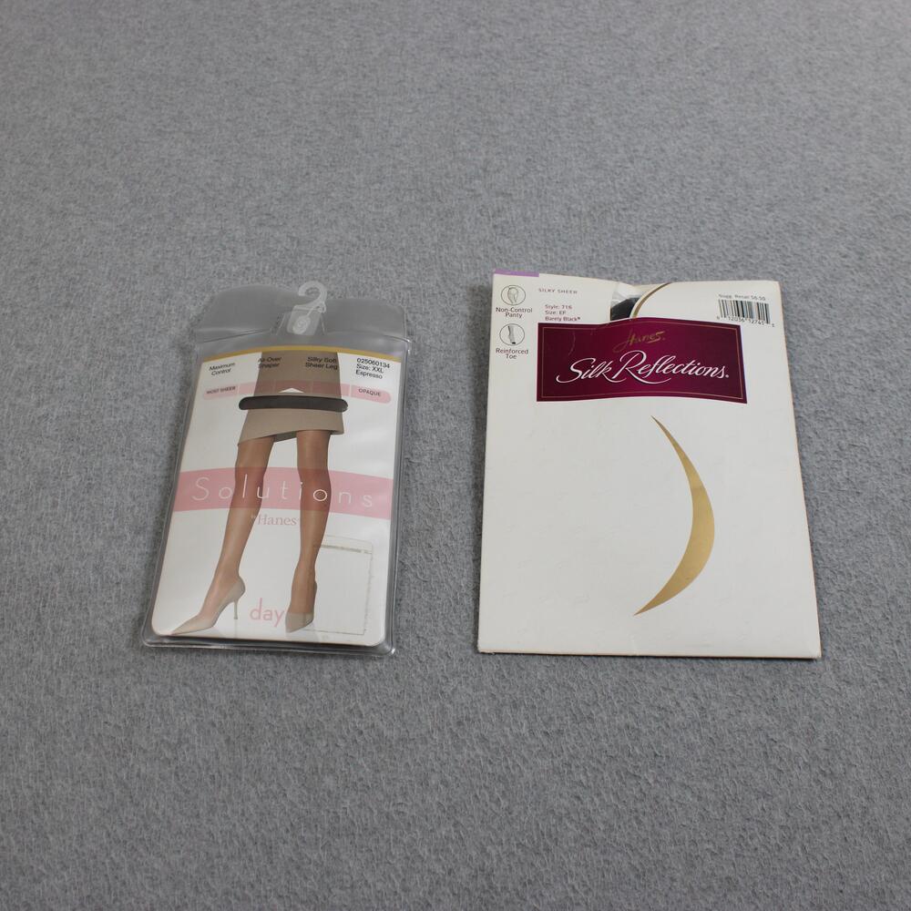 Hanes Solutions Silk Reflections Pantyhose Womens 2XL Shaper Lot 2 Old Stock